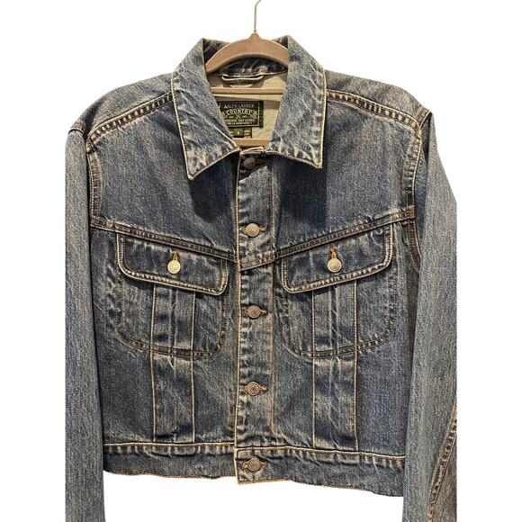 Vintage Ralph Lauren Country 90s Cropped Denim Jacket Size S (Made in Singapore) - Picture 2 of 11